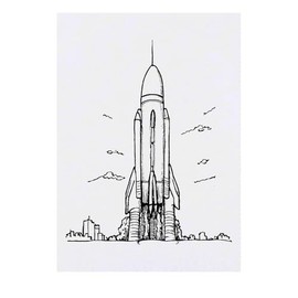 'Space Rocket' Temporary Tattoo - Water Resistant, Skin-Safe, Non-Toxic Transfer (TO00075685)