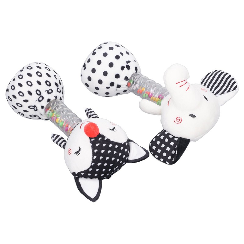 2pcs Baby Hand Rattle Toys Cartoon Stuffed Animal Shaped PP