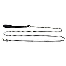 OmniPet 6-Feet Chain Dog Lead with Faux Leather Handle, Large, Black