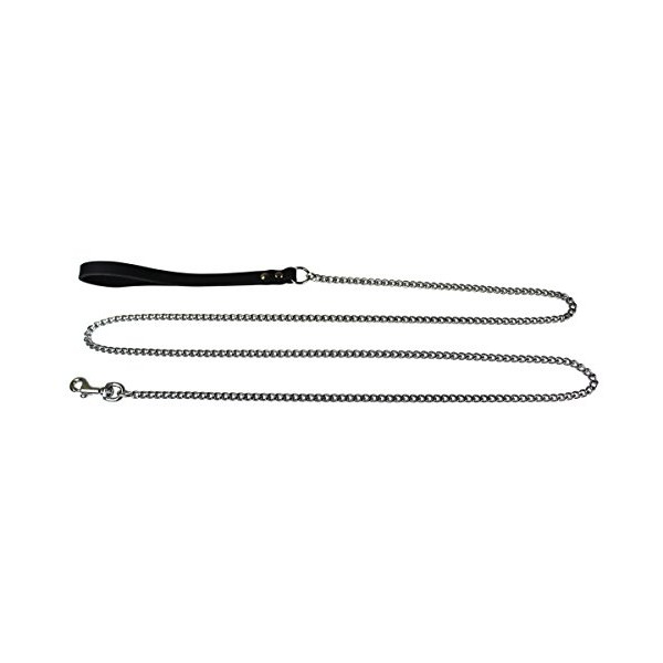 OmniPet 6-Feet Chain Dog Lead with Faux Leather Handle, Large,