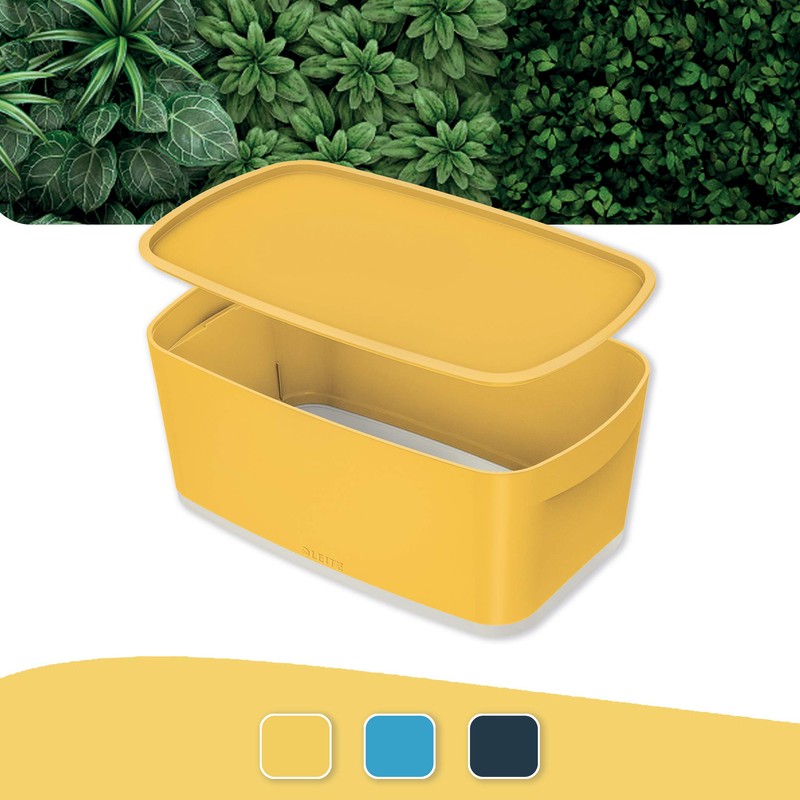 Leitz MyBox Small Storage Box with Lid, Warm Yellow, Cosy