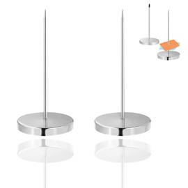2Pcs Receipt Holder, Metal Receipt Shafts, Ticket Fixing Pins, Cheque Forks, Suitable for Supermarkets, Restaurant Reception, Bar and Hotel Cash Registers, Office Receipt Organizer（Silver）
