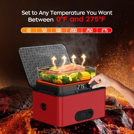 Portable Oven, 12V 24V 110V-240V Car Food Warmer Portable Personal Mini Oven Electric Heated Lunch Box for Meals Reheating & Raw Food Cooking for Road Trip/Camping/Picnic/Family Gathering(Red)