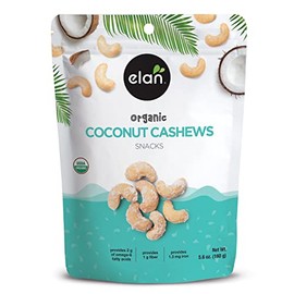 Elan Coconut Cashews Organic Snack, 5.6 oz, Roasted Cashew Nuts, Coated With Coconut, Coconut Sugar & Himalayan Sea Salt, Vegan, GMO-Free, Vegetarian, Gluten-Free