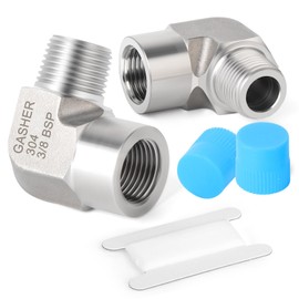 GASHER 2Pcs Stainless Steel Pipe Fitting 90 Degree Barstock Street Elbow,3/8-Inch Male Pipe x 3/8-Inch Female Pipe
