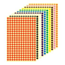 Desenda 10 Sheets/2600 PCS Coloured Dot Stickers 10 Colours Round Color Coding Labels Circle Dot Stickers for Office Classroom Libraries (8mm)