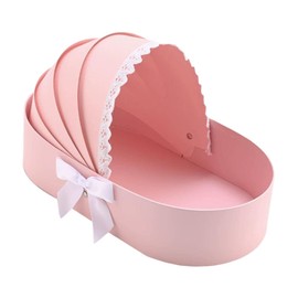 SM SunniMix Baby Shower Box Flower Box Presents Wrapping for Flower Sweet, Home Decor, Romantic Flower Arrangement Cradle Floral Basket, Pink