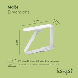 heimzeit Tablecloth Clips Made of High-Quality Stainless Steel [Pack of 6, 4 cm] Colour: White, Tablecloth Holder for Outdoor and Indoor Use, Table Cloth Clips for Tables with Max. Plate Thickness of 3 cm