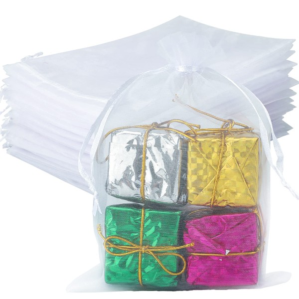 G2PLUS Organza Bags for Party Gifts, 10 cm x 15 cm, Pack of 100