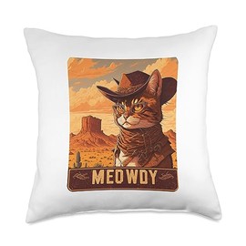 Nad-Cat Meowdy Texas Cat Meme Throw Pillow, 18x18, Multicolor