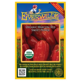 Everwilde Farms - 25 Organic Marconi Red Sweet Pepper Seeds - Gold Vault Packet