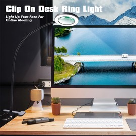 Yeegras Desk Magnifying Glass with Light 5X 10x, Clip on Desk Light with 3 Light Color, 5w LED Desk Lamp with Clamp 10 Adjustable Brightness, Flexible Gooseneck Craft Light Desk Lamps for Home Office