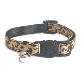 Cat Collar with Bell | Animal Print | Safe Quick Release Breakaway Buckle. Various Sizes & Designs Available (Cat Collar (20cm - 30cm), Brown with Leopard Print)