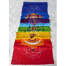 Large Batik Rainbow Chakra Meditation Cotton Wall Hanging - Hand Made in Bali