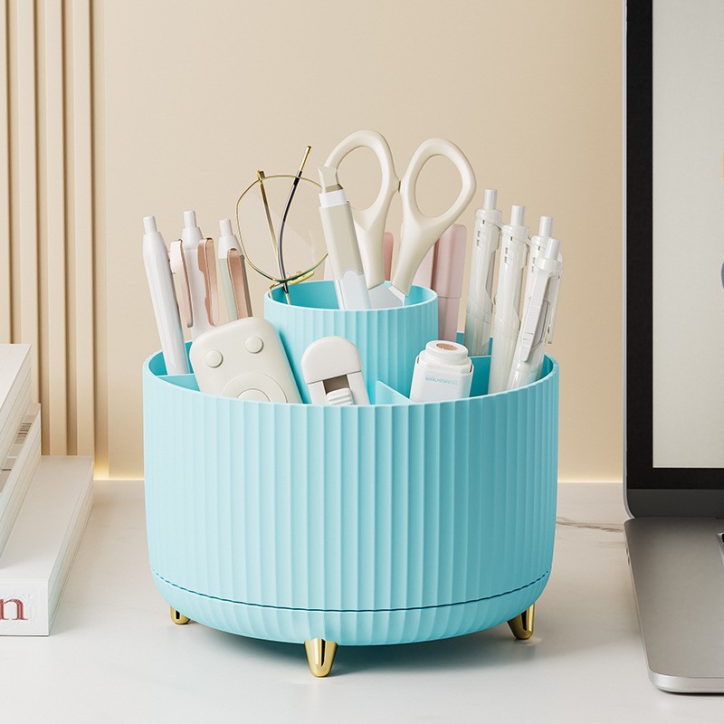 360° Rotating Makeup Organizer for Vanity – Multi-Compartment Cosmetic Storage