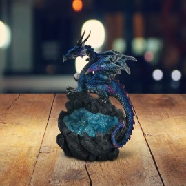 5.5"H Blue Dragon on Faux Crystal Cave Figurine