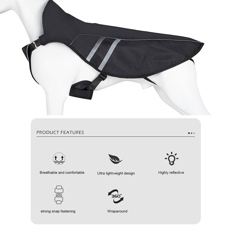Dog Rain Jacket Lightweight Adjustable Waterproof Pet Poncho with Reflective
