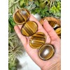 Natural Tiger Eye Palm Worry Stone Oval Polished Healing Crystal