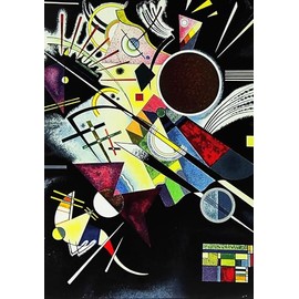 KUSTOM ART Famous Painters Kandinsky Series Table or Wall Picture Black Background Print on Wood 30 x 21 cm