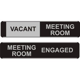 Seco Free Meeting Room/Meeting Room Engaged Sliding Sign, 255mm x 52mm - 1.5mm Brushed Aluminium Composite