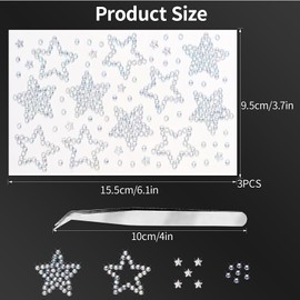 3Sheets Star Gem Stickers Jewels for Crafts, Face Makeup - Self Adhesive Rhinestone Jewel Stickers, Stick on Gems Rhinestones for Crafts, Craft Supplies for Kids (09.Laser Star)