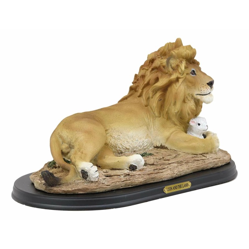 Lion and The Lamb Statue With Base And Brass Plate