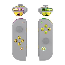 eXtremeRate Switch Compatible Joycon DFS LED Kit, 7 Colors and 9 Modes, Multi-Color Luminous ABXY Trigger Face Buttons for Switch & Organic Joycon (Joycon and Console Not Included) (Chrome Gold)
