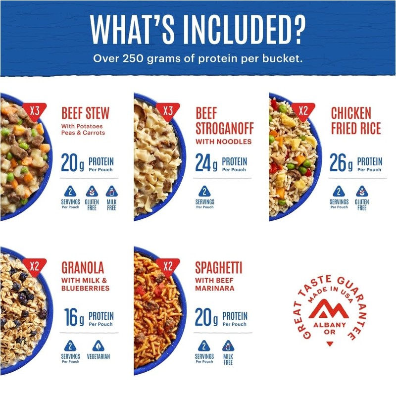 Mountain House Classic Meal Assortment Bucket Freeze Dried Backpacking &