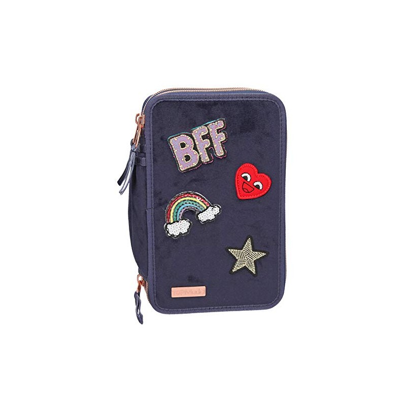 Depesche TopModel 10029 Pencil Case Triple Velvet, Dark Blue, Multi-Colour