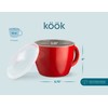 KooK Ceramic Soup Mugs, with Handle and Vented Plastic Lid,