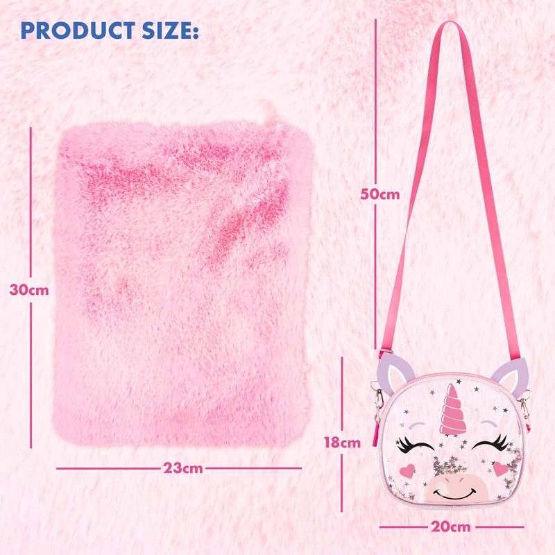 abeec Fluffy Unicorn A4 Notebook Set – Includes Girls’ Handbag,