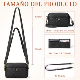 NEWHEY Bolsa Crossbody Mujer de PU Bolso Bandolera Impermeable Bolsas de Mujer Correas Ajustable Bolsa de Mano Ligero para Citas Viajes Trabajo Negro