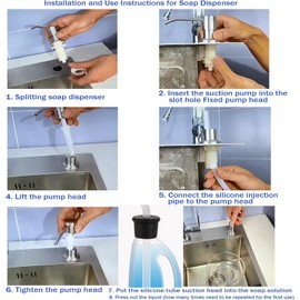 Sink Soap Dispenser for Kitchen Sink Stainless Steel 47" Silicone Extension Tube