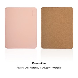 Alfombrilla de ratón de piel, alfombrilla de ratón de madera, doble cara, bordes cosidos, almohadillas impermeables para ordenador portátil, oficina y hogar, 1 paquete, 20,32 cm, EAGZFFI (rosa)