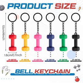 Tondiamo 12 Pcs Gym Dumbbells Keychain Workout Fitness Gift for Gym Lovers Colorful Charm for Women Handbag Purse Backpack Accessories