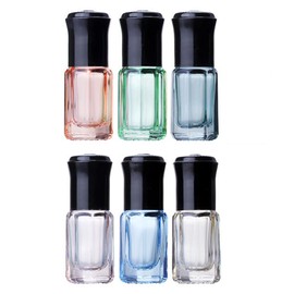 6Pcs 3ml Empty Refillable Clear Glass Roller Bottles with Black Cap Multi-Color Mini Essential Oil Roll-on Bottle Vials Travel Perfume Rollerball Bottles Container with Steel Ball (Random Color)