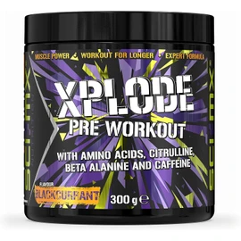 SCI-MX - X-PLODE Pre-Workout - 300g - Blackcurrant Flavour - 250mg Caffeine, 6g Citrulline Malate, 3.2g Beta Alanine / serving - Suitable for Vegetarians + Vegans