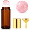 50ML Rose Quartz Roller Bottle for Castor Oil, Amber Glass