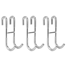 Simtive Shower Door Hooks (3-Pack), Towel Hooks for Bathroom Frameless Glass Door, Shower Squeegee Hooks, Silver