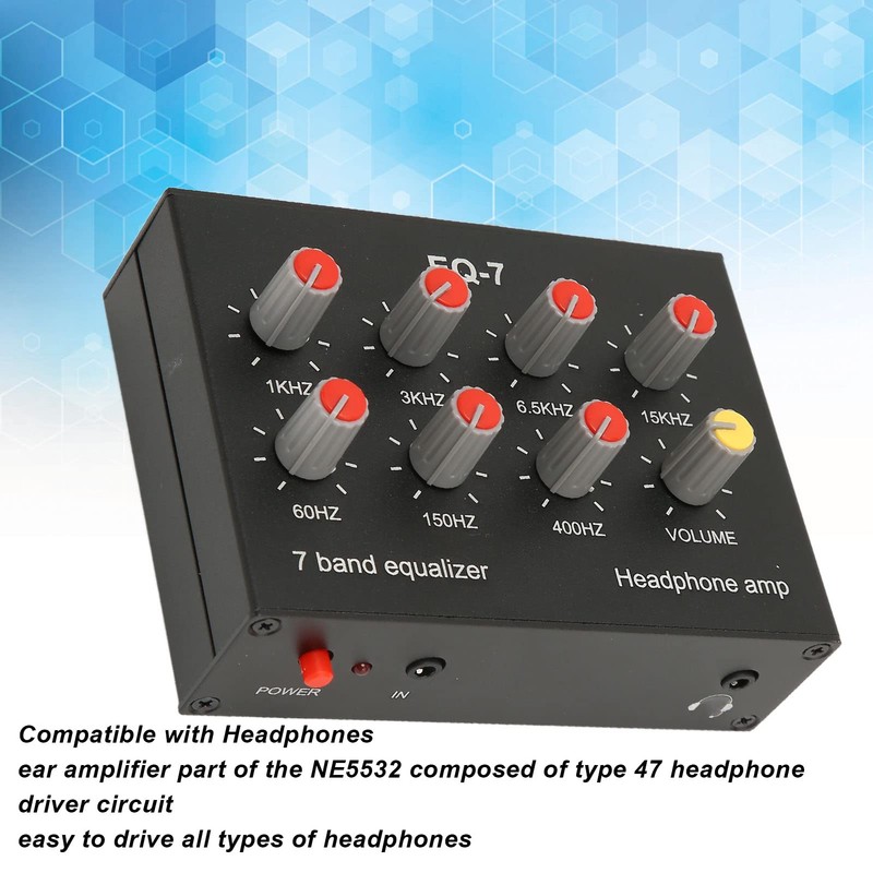 7 Band Sound Equalizer, Dual Channel Digital Equalizer, Output Input