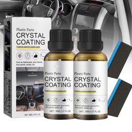 Crystal Coating for Car Plastic Parts, Plastic Restorer Refurbish Agent with Sponge, Automotive Exterior and Interior PlasticParts Scratch Remover, Car Ceramic Coating (3PCS) (2pcs)