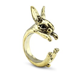 Serebra Jewelry Rabbit Ring with Silver, Bronze, Black Tint Size Adjustable Ladies, Metal, Cubic Zirconia