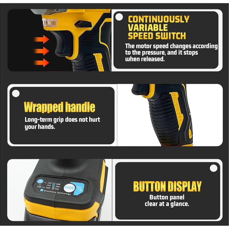 Rhovixster Cordless Impact Wrench 1/2 - 580N.M Max Cordless Impact
