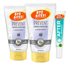 Tripack BYE BITES Repelente de Insectos y Mosquitos 2 Repelentes Prevent Gel  1 After Crema Post Piquetes