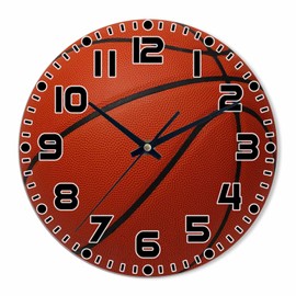 NOMEDOGYIM Basketball Wall Clock Brown Basketball Battery Powered Wall Clock Silent Non Ticking 10 Inch for Living Room, Kitchen, Home,Bathroom, Bedroom