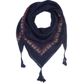 fashionchimp Women's Scarf with Decorative Tassels and Pattern Mix Embroidery Fringe Scarf Triangle Scarf, Blue Ornaments