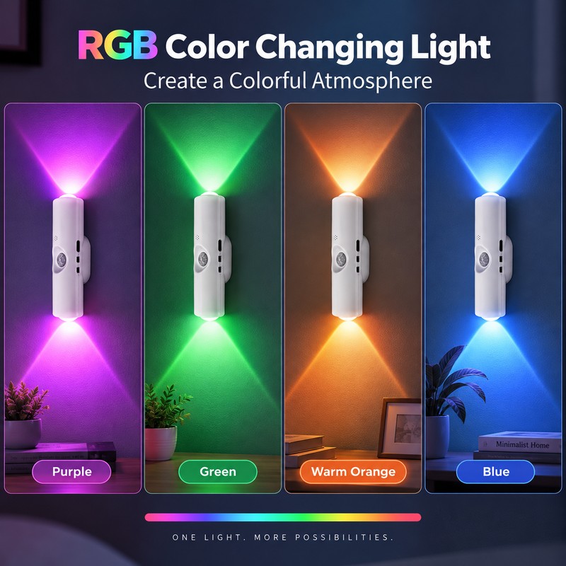 4 Pcs RGB Motion Sensor Night Light for Home –