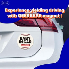 GEEKBEAR Baby in Car Magnet (Football) - Baby on Board Magnet for Car - No Sticker or Suction Cup - Baby on Board - Baby in Car Sign Sticker Decal - Kids Children on Board Window Bumper Safety Sign