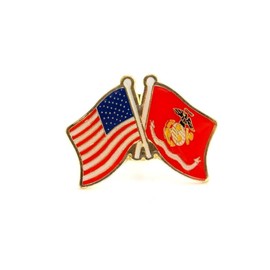 Wholesale Lot of 12 US Marine Flag And USA Flag Crossed Lapel Hat Pin PPM642