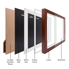 Medal Display Shadow Box Frame, 3 Medals Display Case, 3D Wooden Medal Box Frame for Runners Marathon Triathlon Soccer Gymnastics All Sports Medals Award Insignia (Walnut Finish, A4)